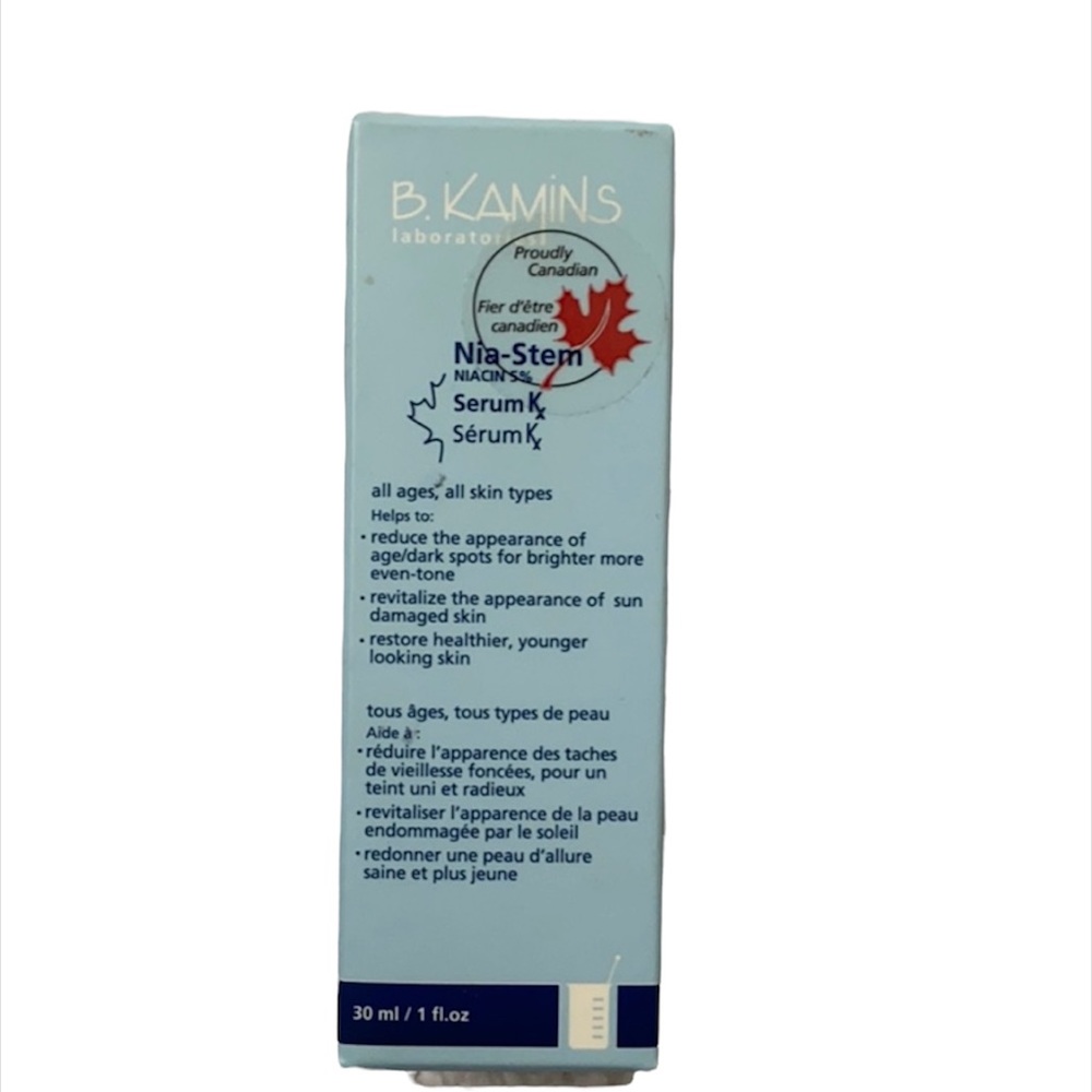 Brand new B. Kamins laboratories Nia-stem niacin serum cells Canadian company